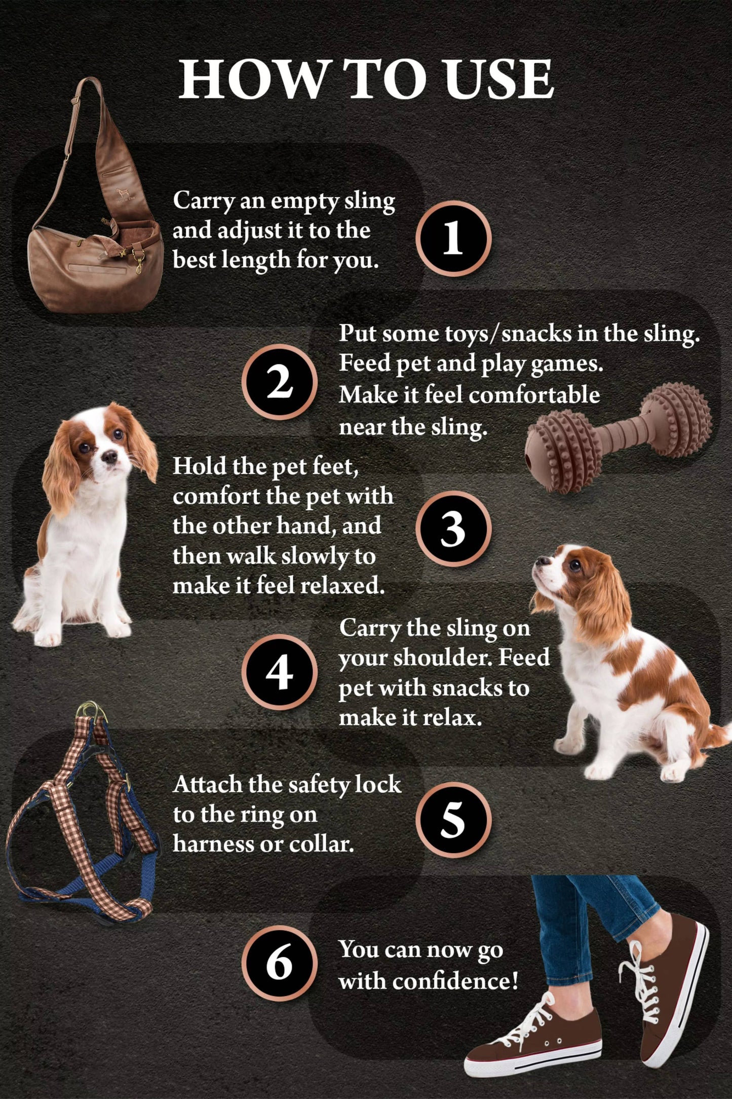 NOAH AND PAW LLC - Vegan Leather Pet sling Carrier 3x Safety