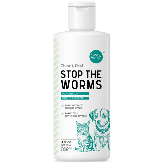 Chew + Heal - Stop The Worms Dewormer Liquid for Puppies & Kittens