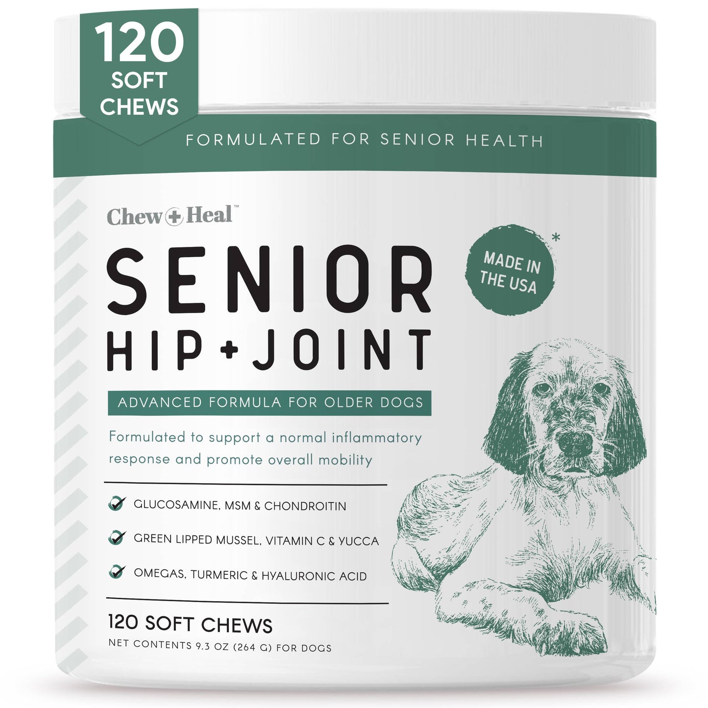 Chew + Heal - Senior Advanced Hip and Joint Soft Chews - Upgraded Formula