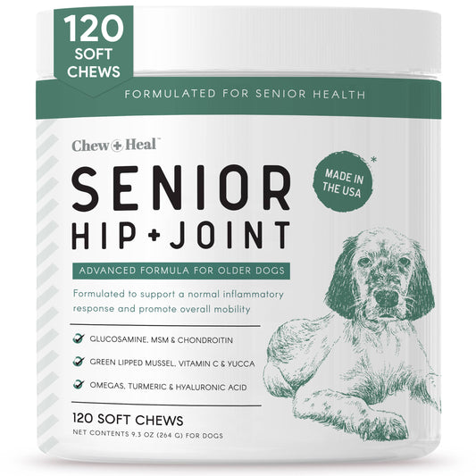 Chew + Heal - Senior Advanced Hip and Joint Soft Chews - Upgraded Formula