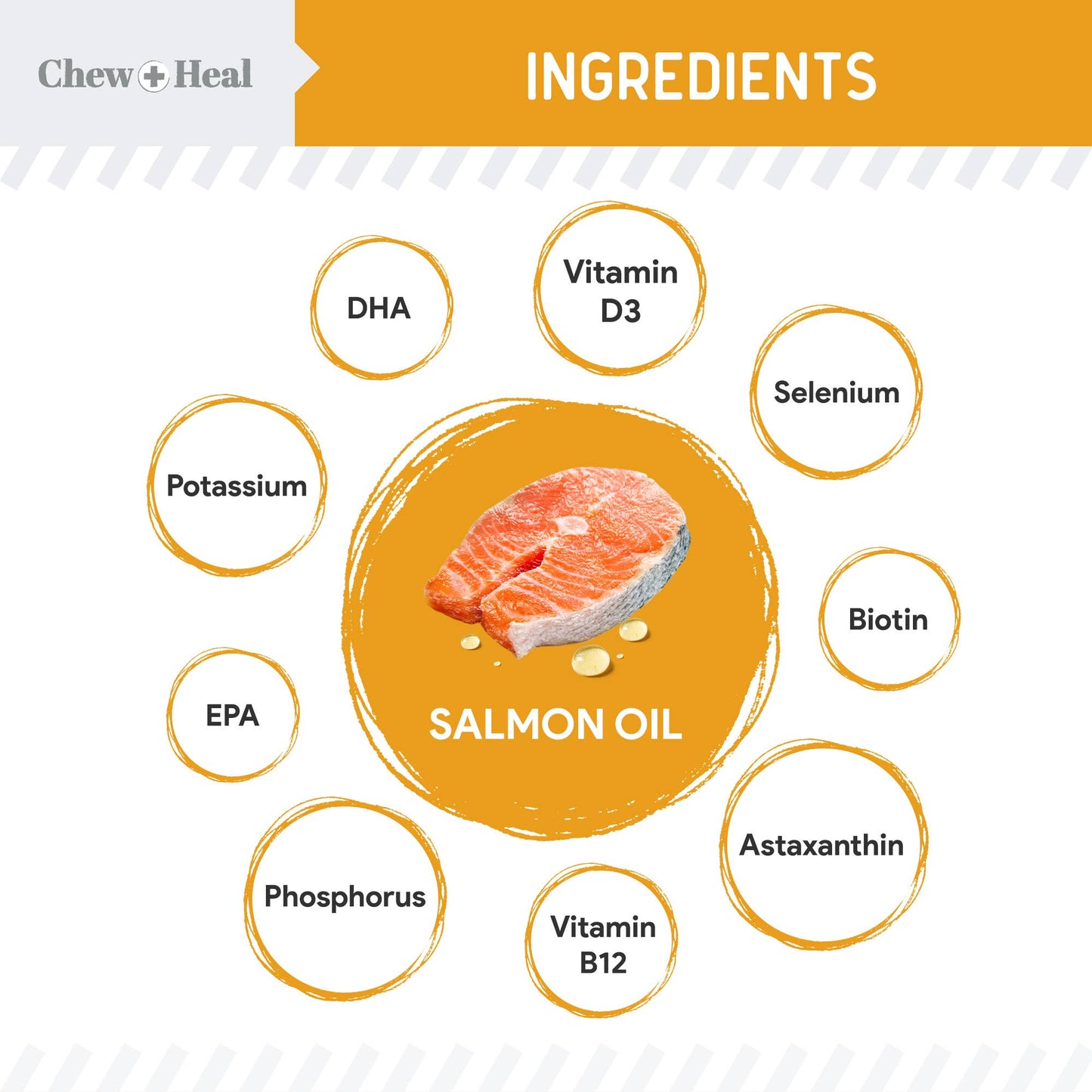 Chew + Heal - Norwegian Salmon Oil Skin & Coat Supplement for Dogs & Cats