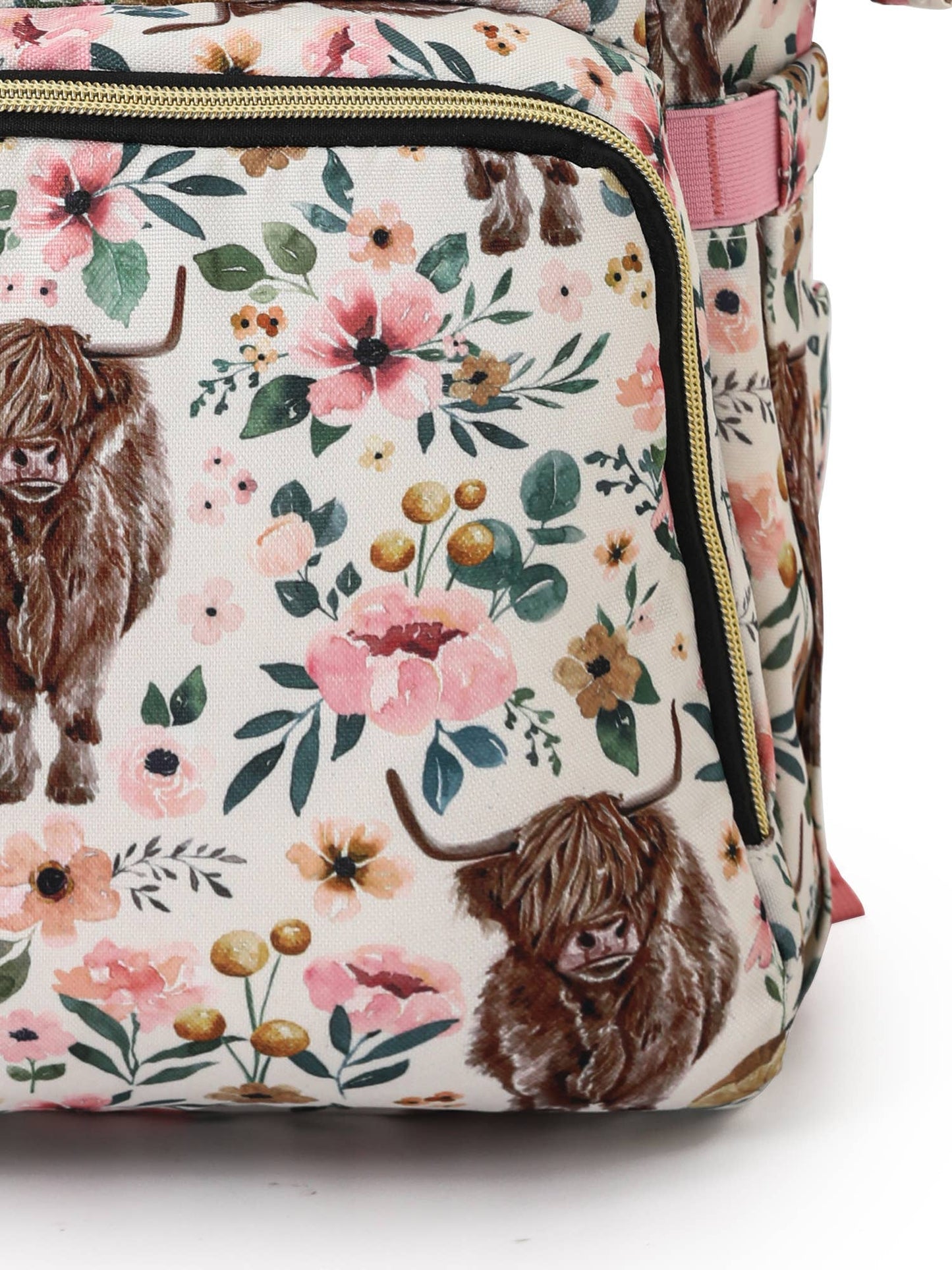 sassy kids palace - Highland Cow Floral Western Diaper Bag