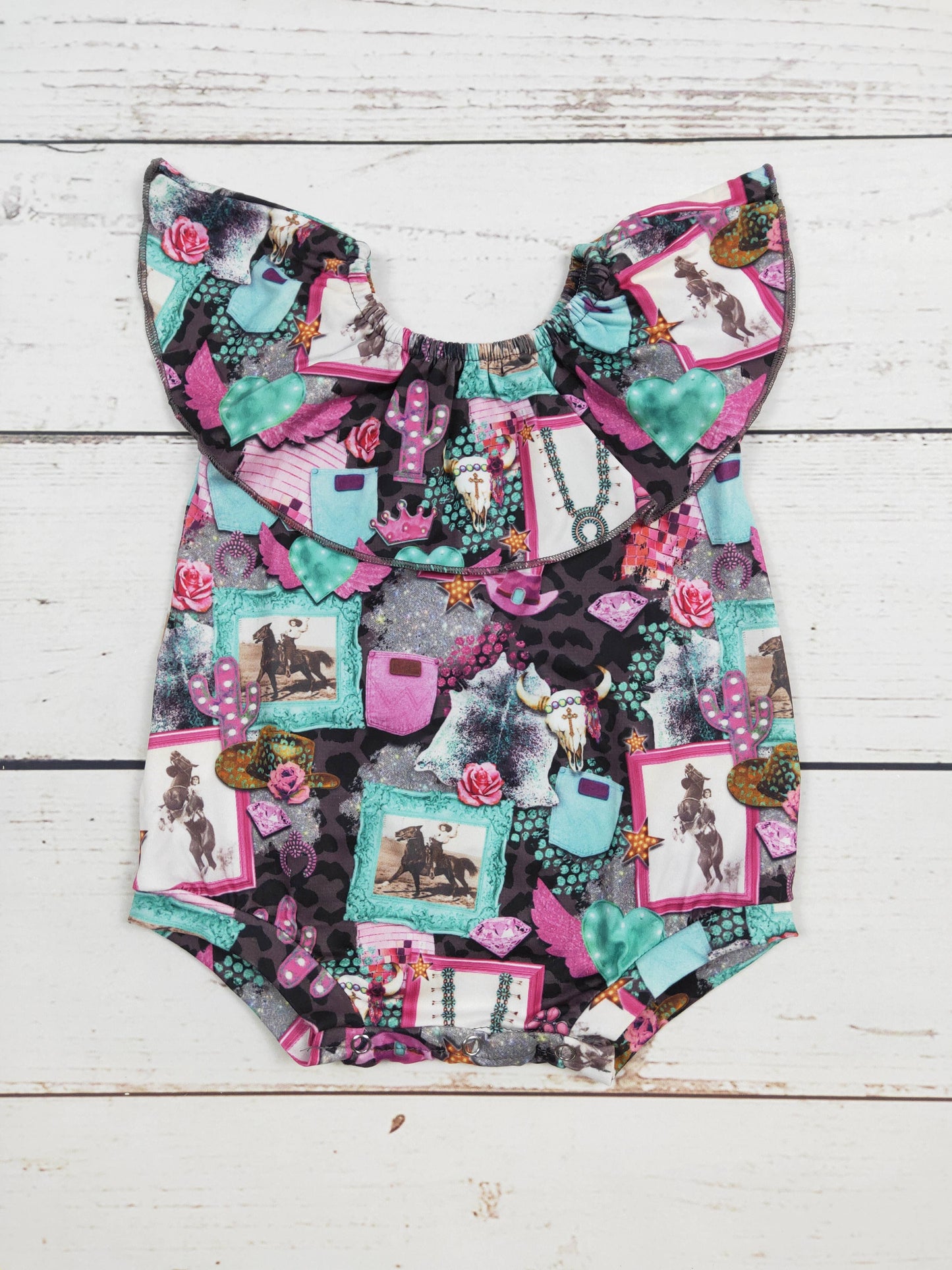sassy kids palace - Rodeo Cactus Baby Girls Western Bubble With Ruffle