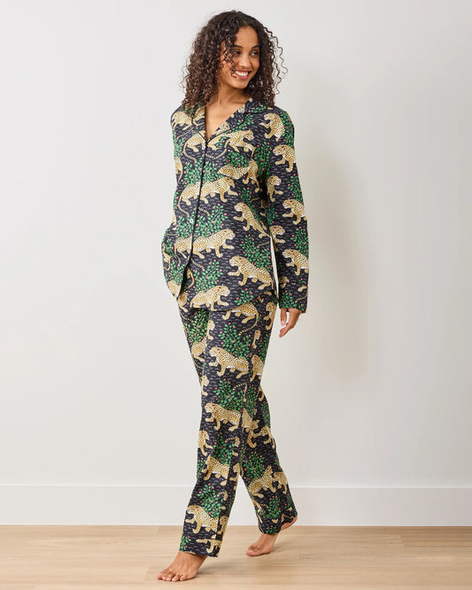 Print Fresh Long PJ Set in Bagheera (Ink)