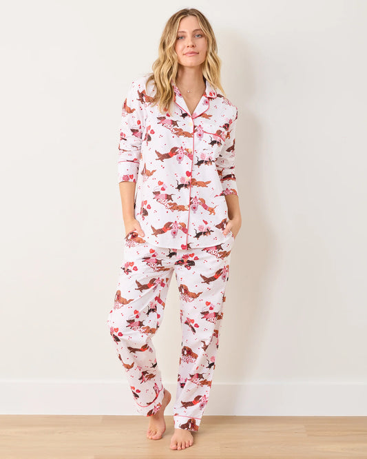 Print Fresh Long PJ Set in Dachshund Date