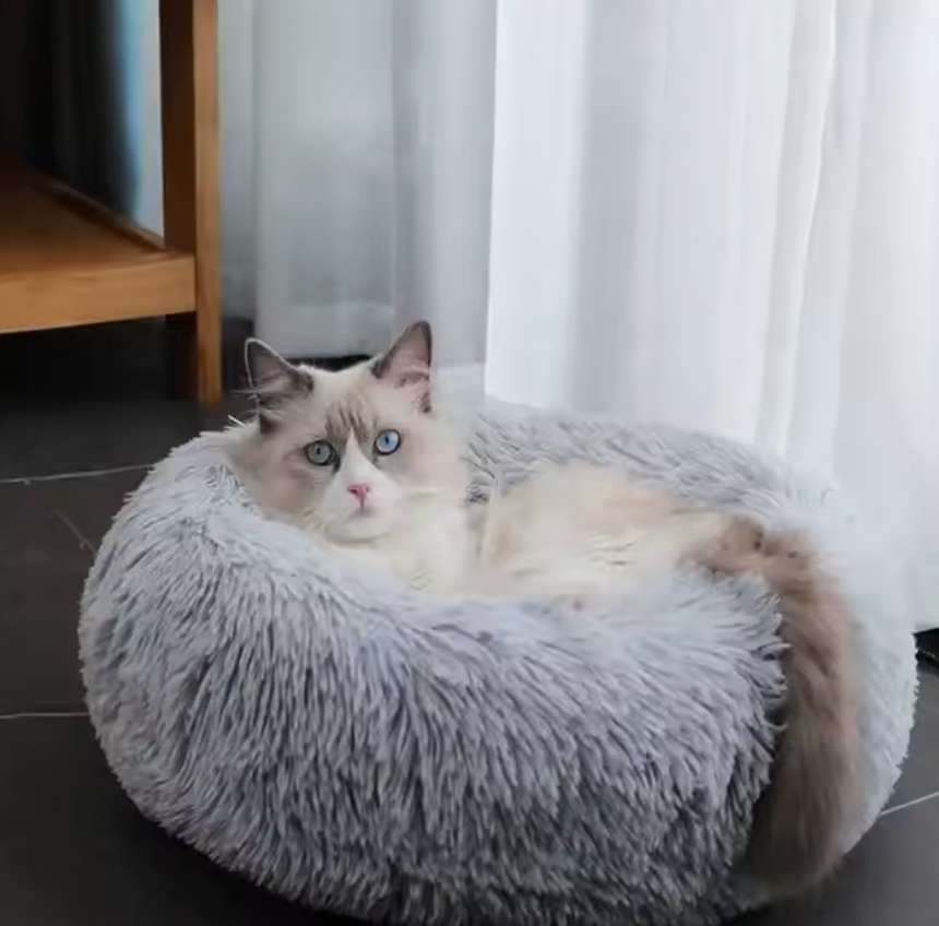 Donut Dog Bed Small Animal Pet Cat Donut Dog Bed Fluffy Plush Pet Soft Calming Pet Sofa Beds