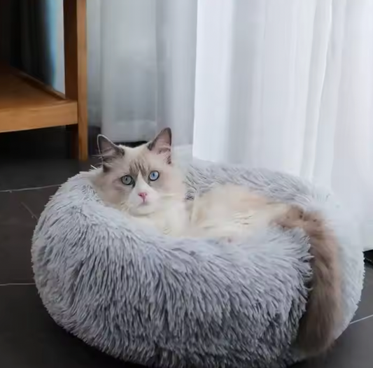 Donut Dog Bed Small Animal Pet Cat Donut Dog Bed Fluffy Plush Pet Soft Calming Pet Sofa Beds
