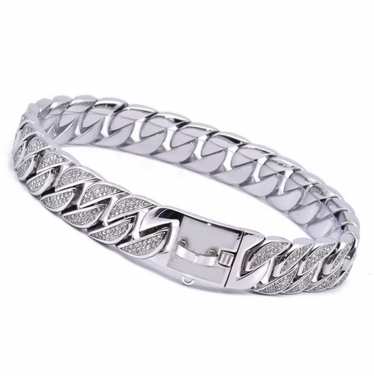 Stainless steel chunky dog chain 18k plated cuban diamond pet collar