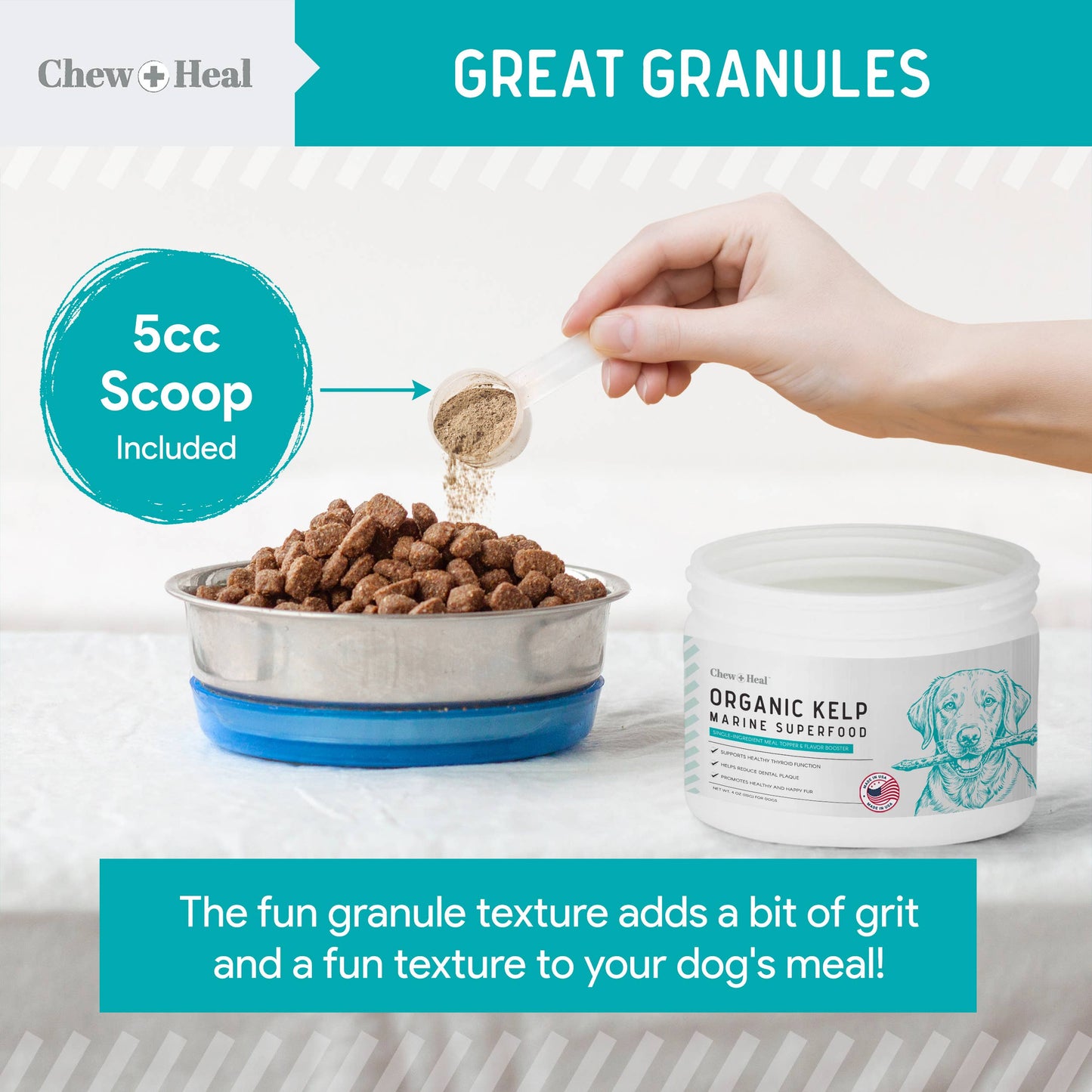 Chew + Heal - Organic Kelp Granules Marine Superfood Powder with Spoon