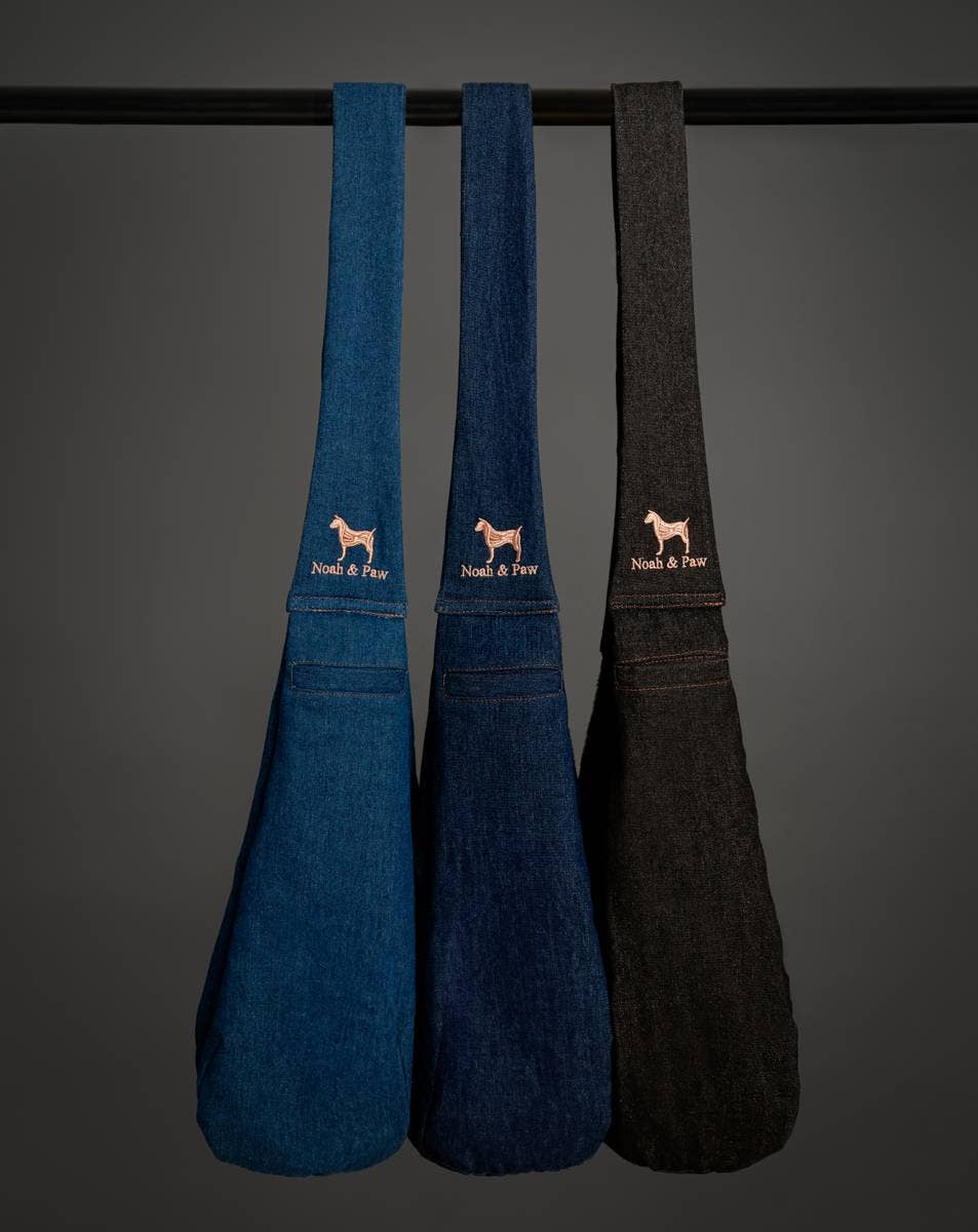 NOAH AND PAW LLC - Dog Sling Carrier Black Denim - Snap