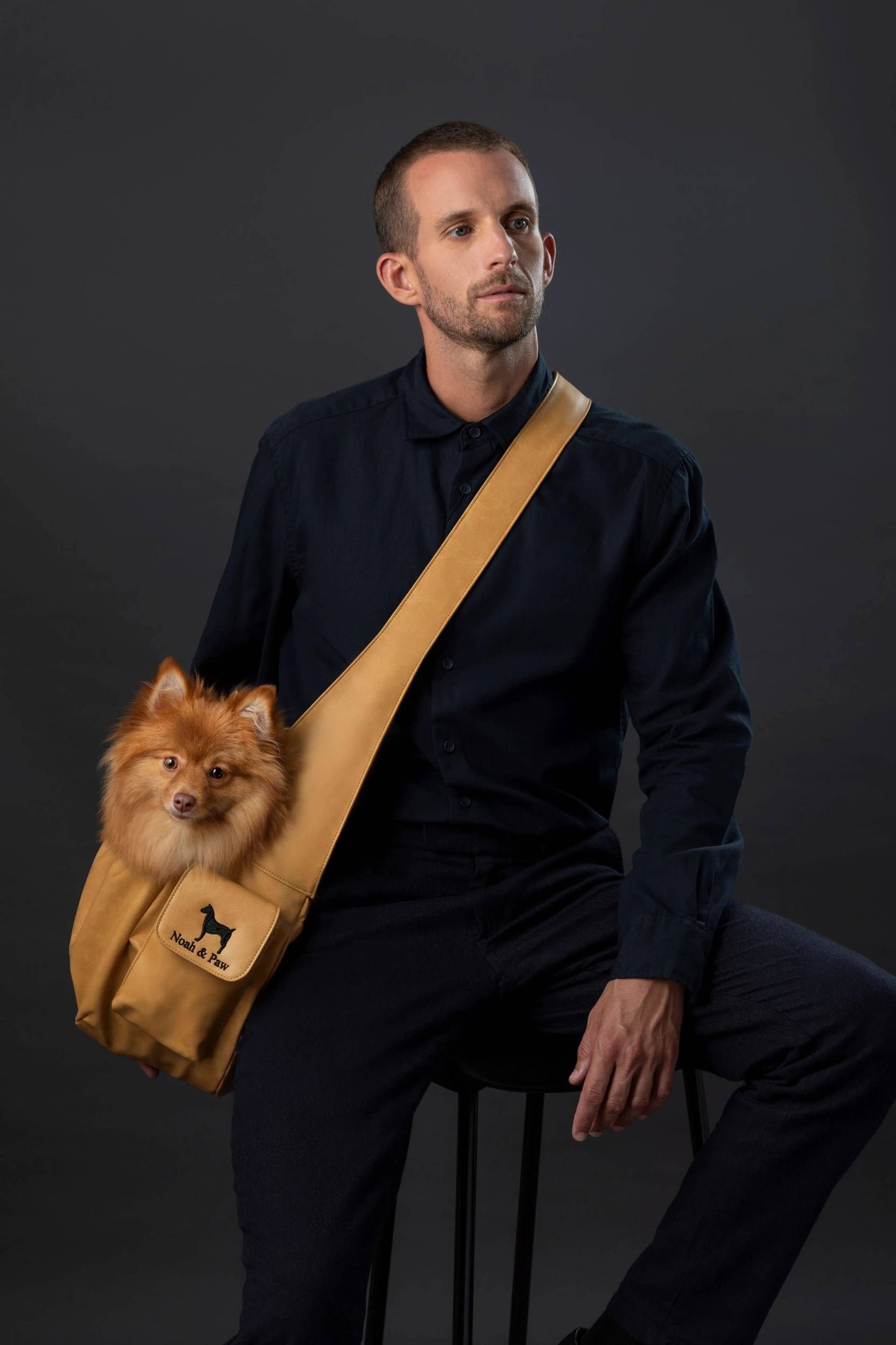 NOAH AND PAW LLC - Vegan Leather Pet sling Carrier, Ruffle Style