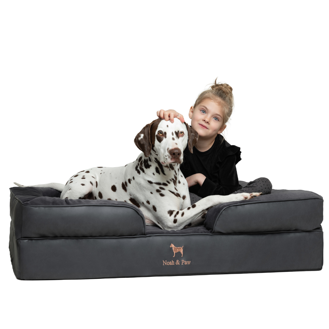 NOAH AND PAW LLC - Faux Leather, Orthopedic Pet Bed, Eggshell Memory Foam, Infused with Cooling Gel, Sofa Style