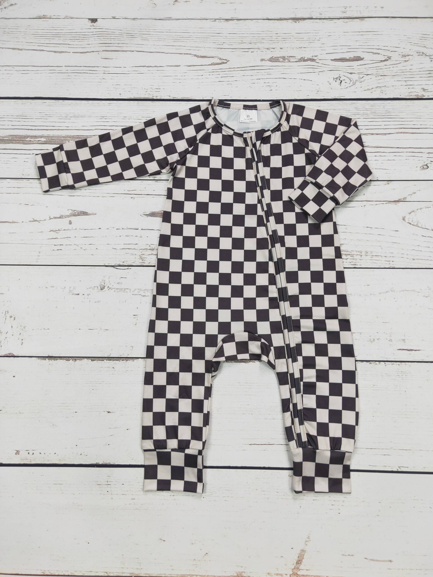 sassy kids palace - Black Checkered Print Zip Romper