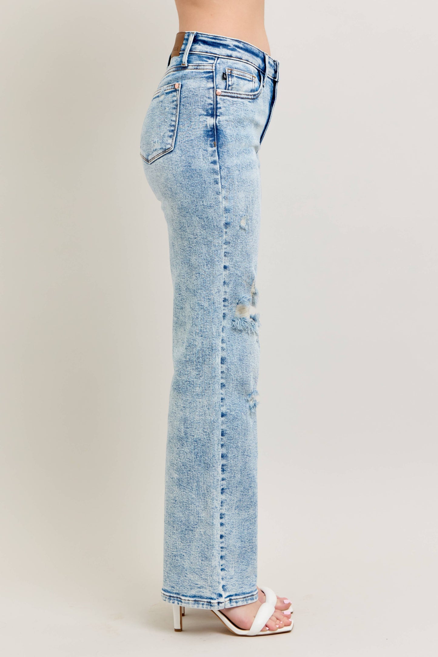 Mineral Wash High Waisted Distressed 90's Straight Jeans