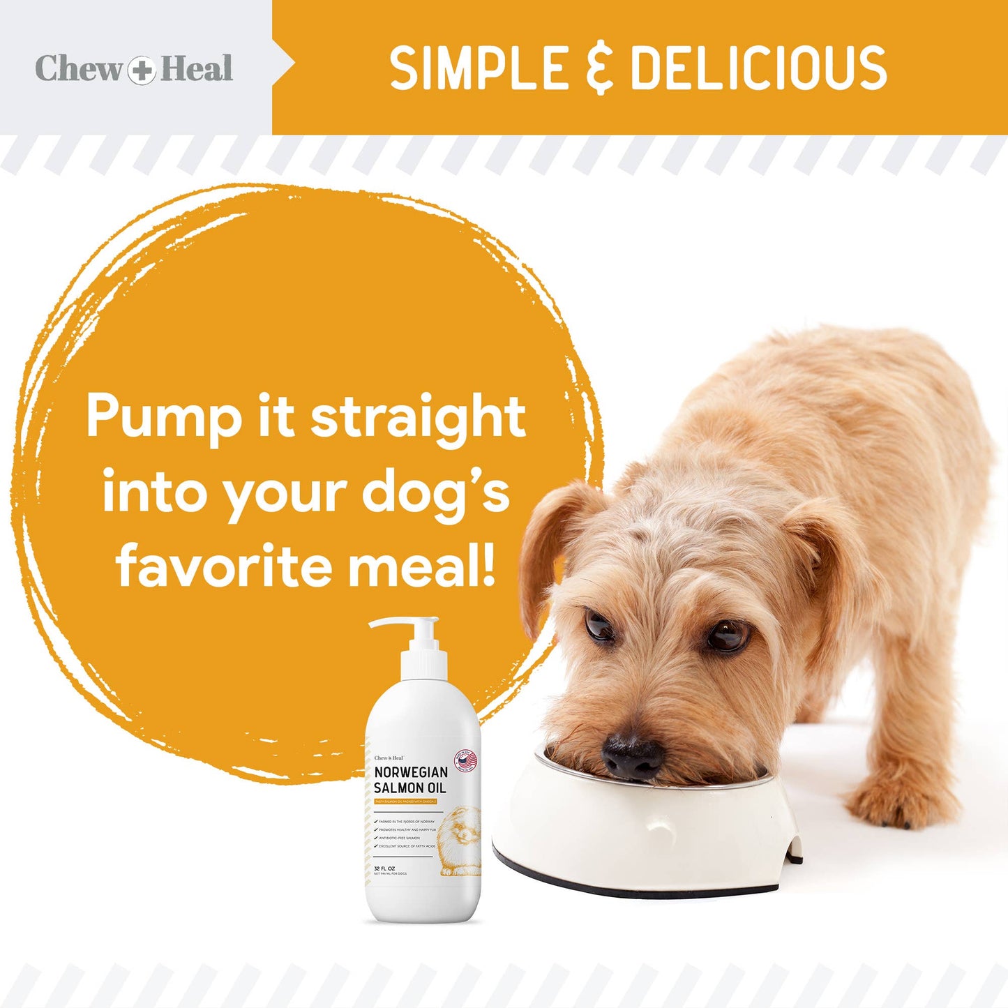 Chew + Heal - Norwegian Salmon Oil Skin & Coat Supplement for Dogs & Cats