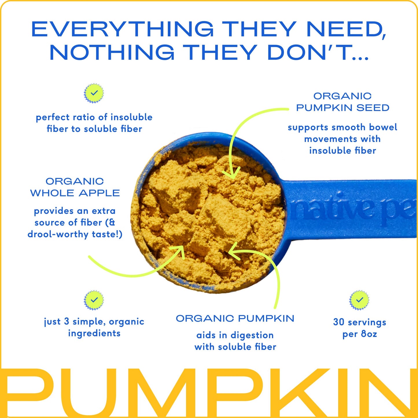 Native Pet - Organic Pumpkin Fiber Powder, Digestive Supplement for Dogs