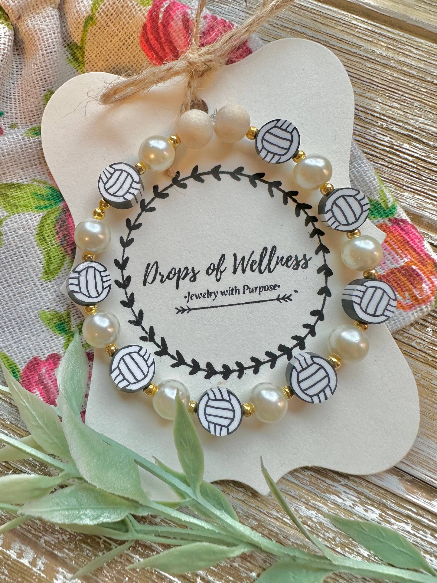 Drops of Wellness Goods - Beaded Stone Bracelet, Diffuser Jewelry, The Volleyball babe