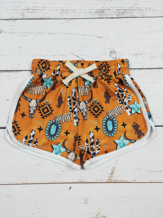 sassy kids palace - Girls Howdy Cactus Printed Western Shorts
