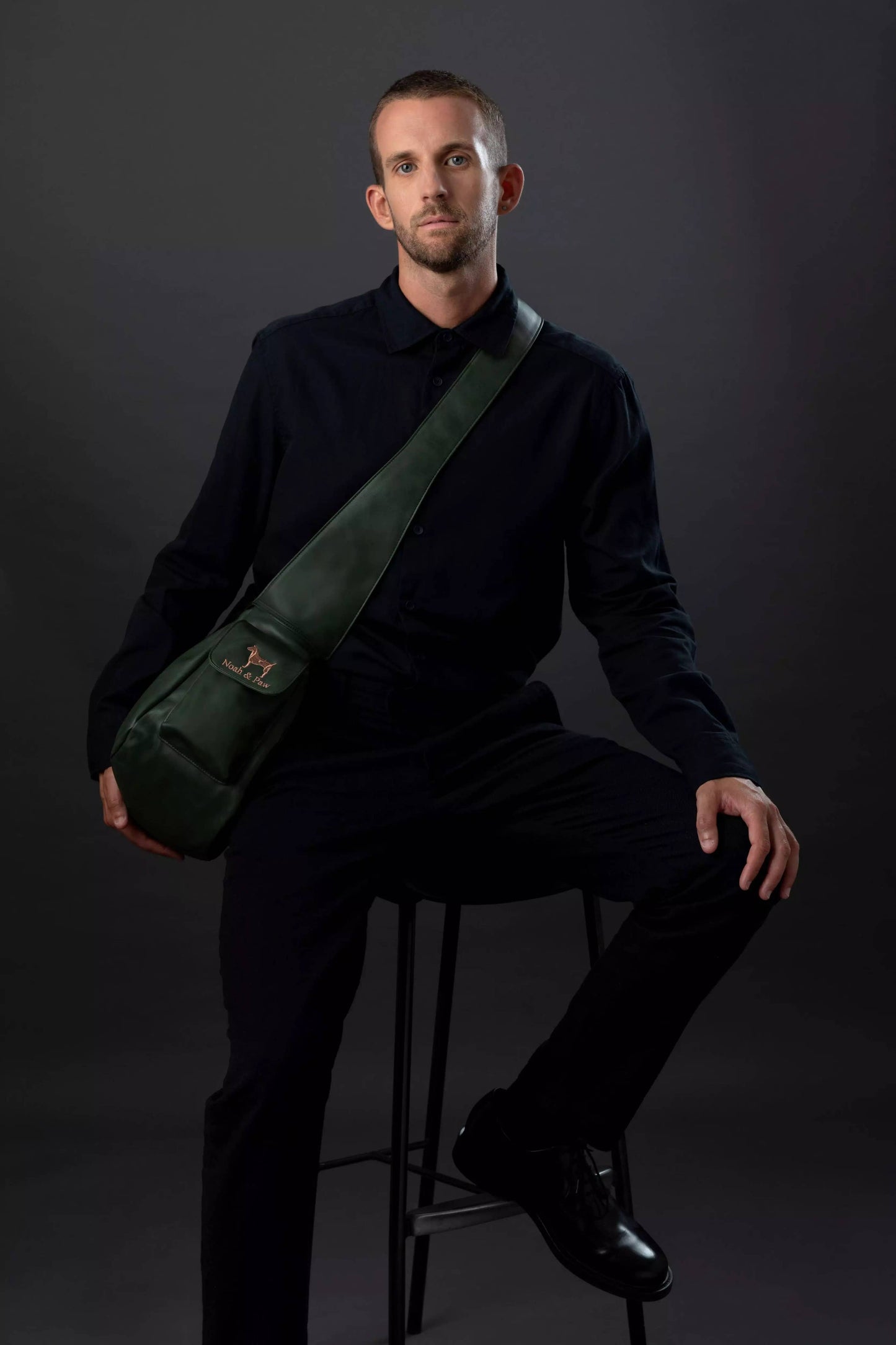 NOAH AND PAW LLC - Vegan Leather Pet sling Carrier, Ruffle Style