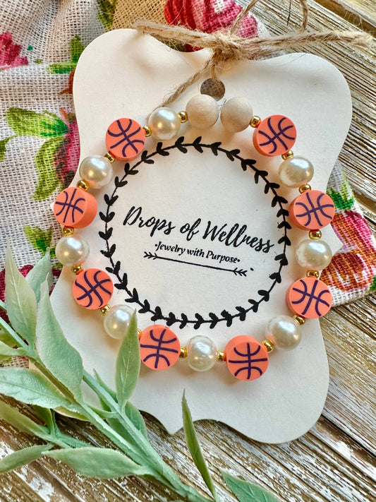 Drops of Wellness Goods - Beaded Stone Bracelet, Diffuser Jewelry, The Basketball Babe