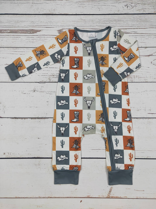 sassy kids palace - Baby Zipper Sleeper With Cactus Cows Print