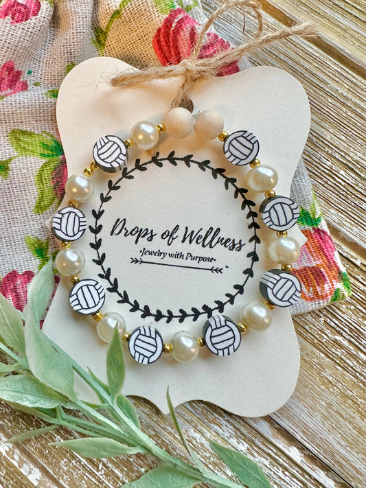 Drops of Wellness Goods - Beaded Stone Bracelet, Diffuser Jewelry, The Volleyball babe