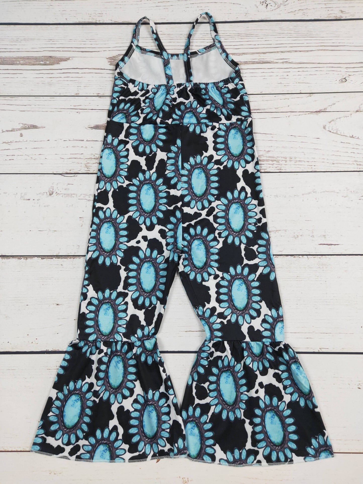 sassy kids palace - Turquoise Cow Printed Baby Girls Jumpsuit