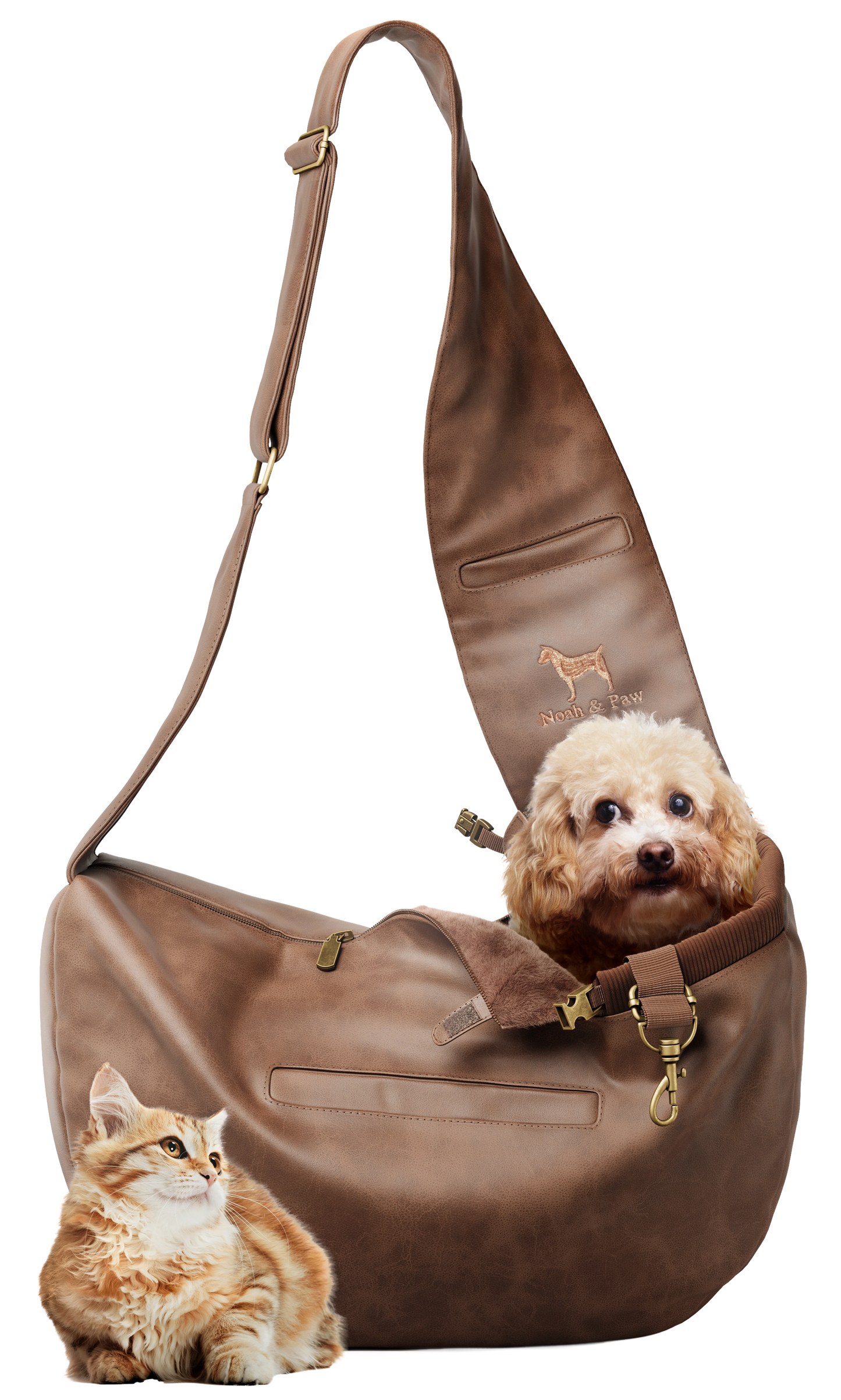 NOAH AND PAW LLC - Vegan Leather Pet sling Carrier 3x Safety