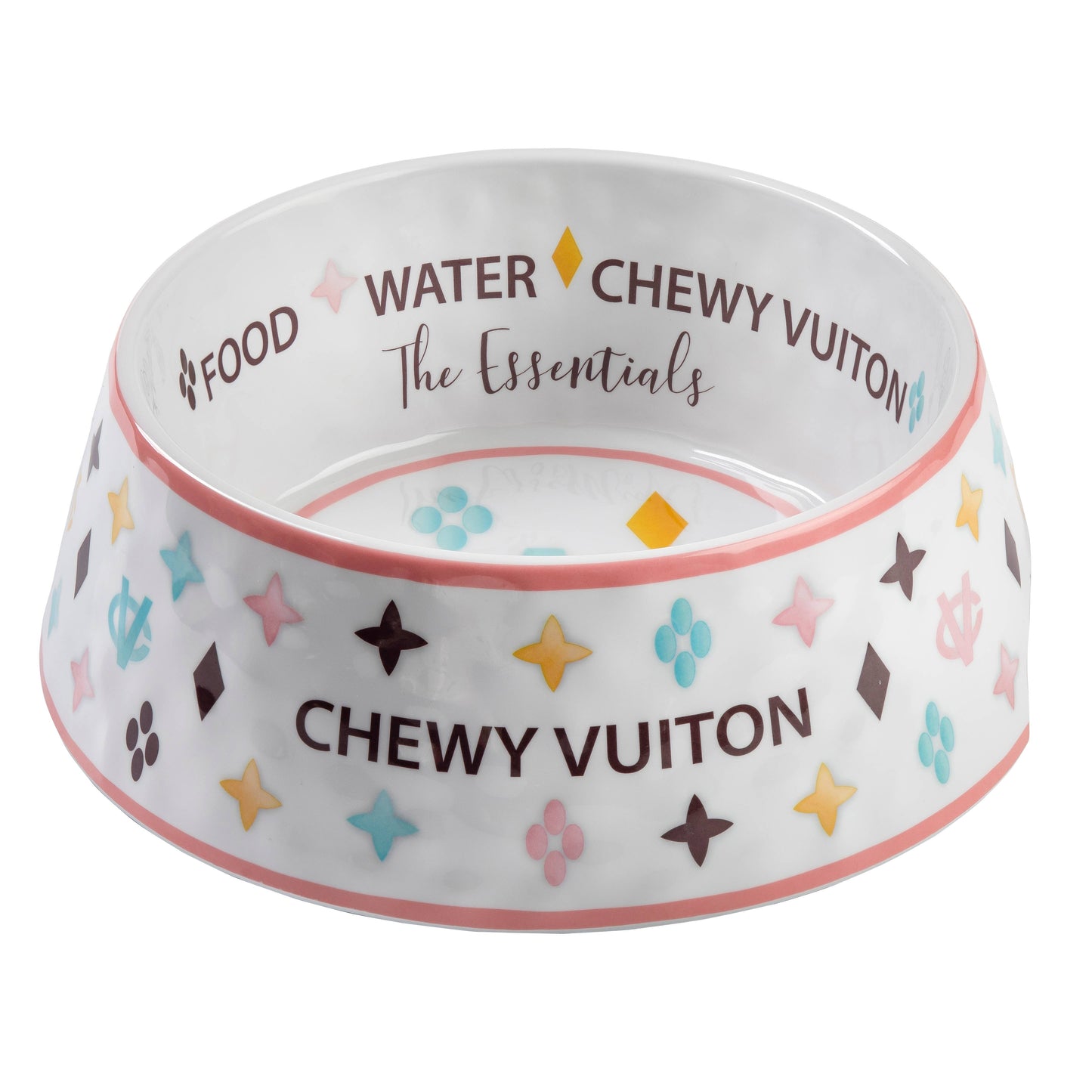 Haute Diggity Dog - White Chewy Vuiton Dog Bowl - 3 Sizes!! Dog Food Bowl