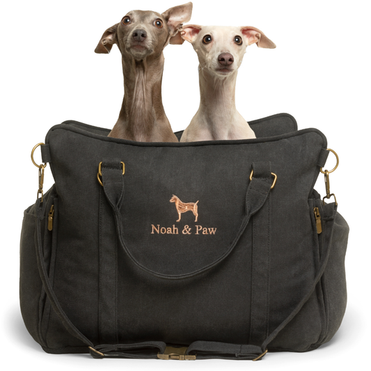NOAH AND PAW LLC - Dog Car Seat Carrier Orthopedic Crushed Foam, Charcoal, Canvas
