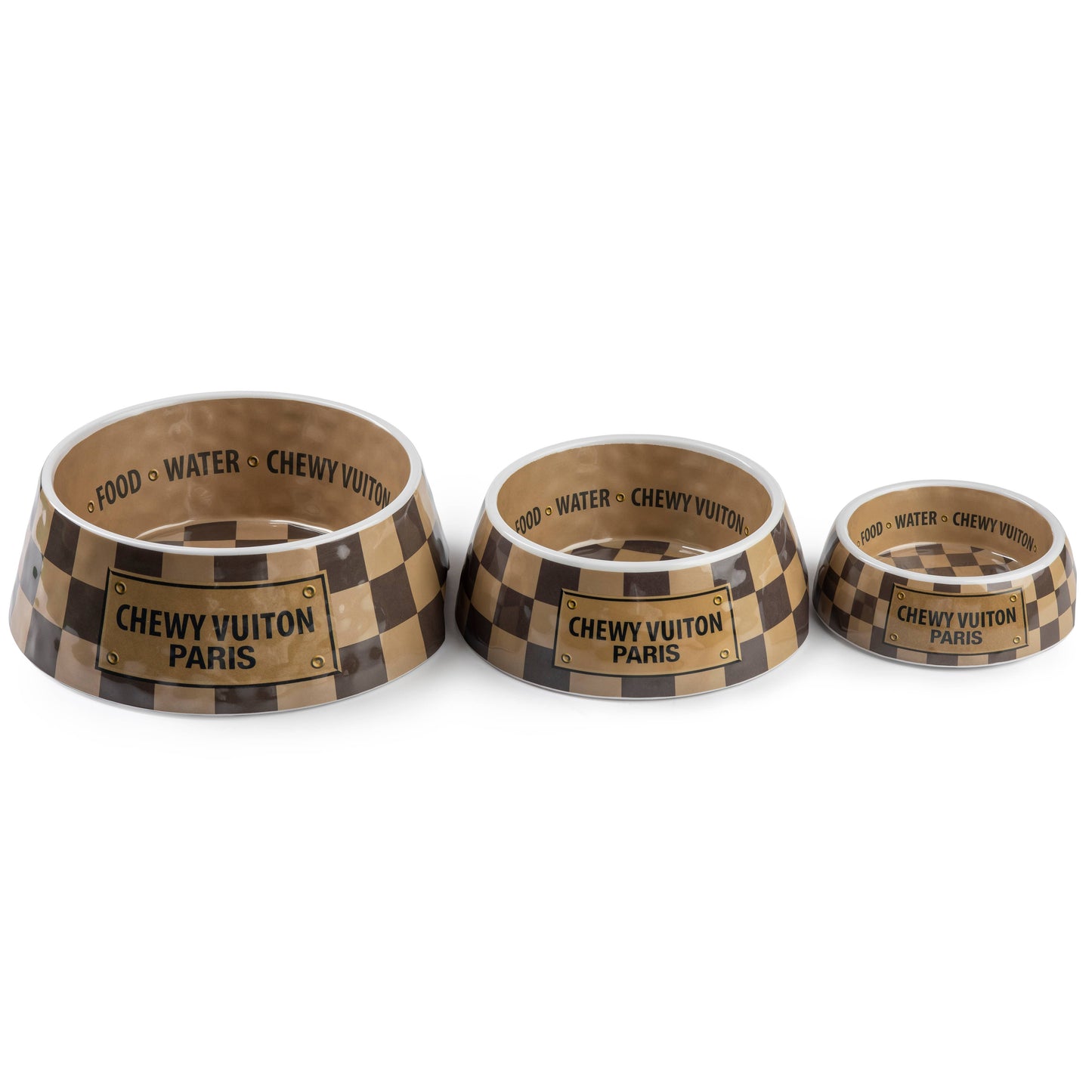 Haute Diggity Dog - Checker Chewy Vuiton Bowl - 3 Sizes!! Dog Bowls