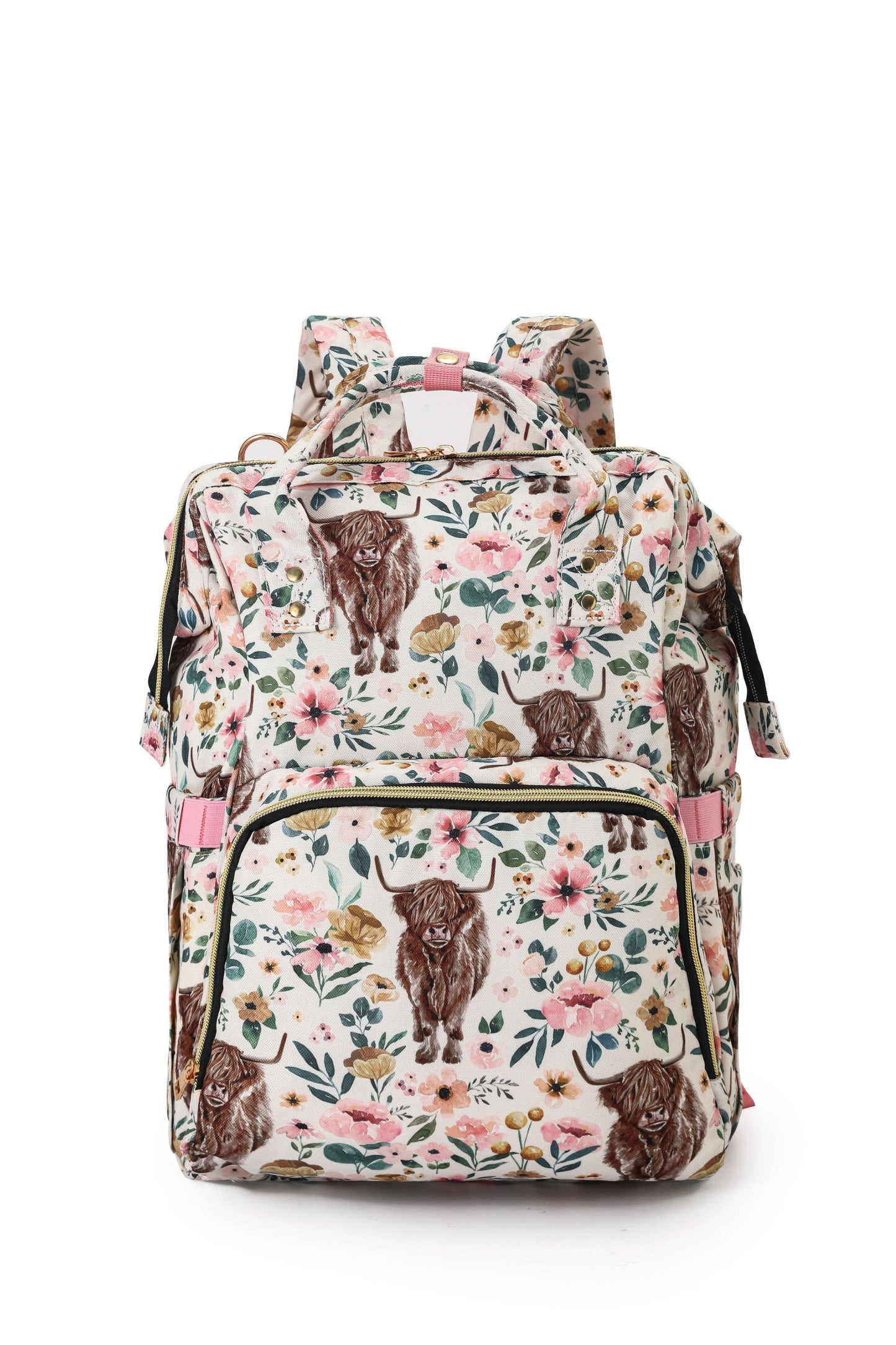 sassy kids palace - Highland Cow Floral Western Diaper Bag