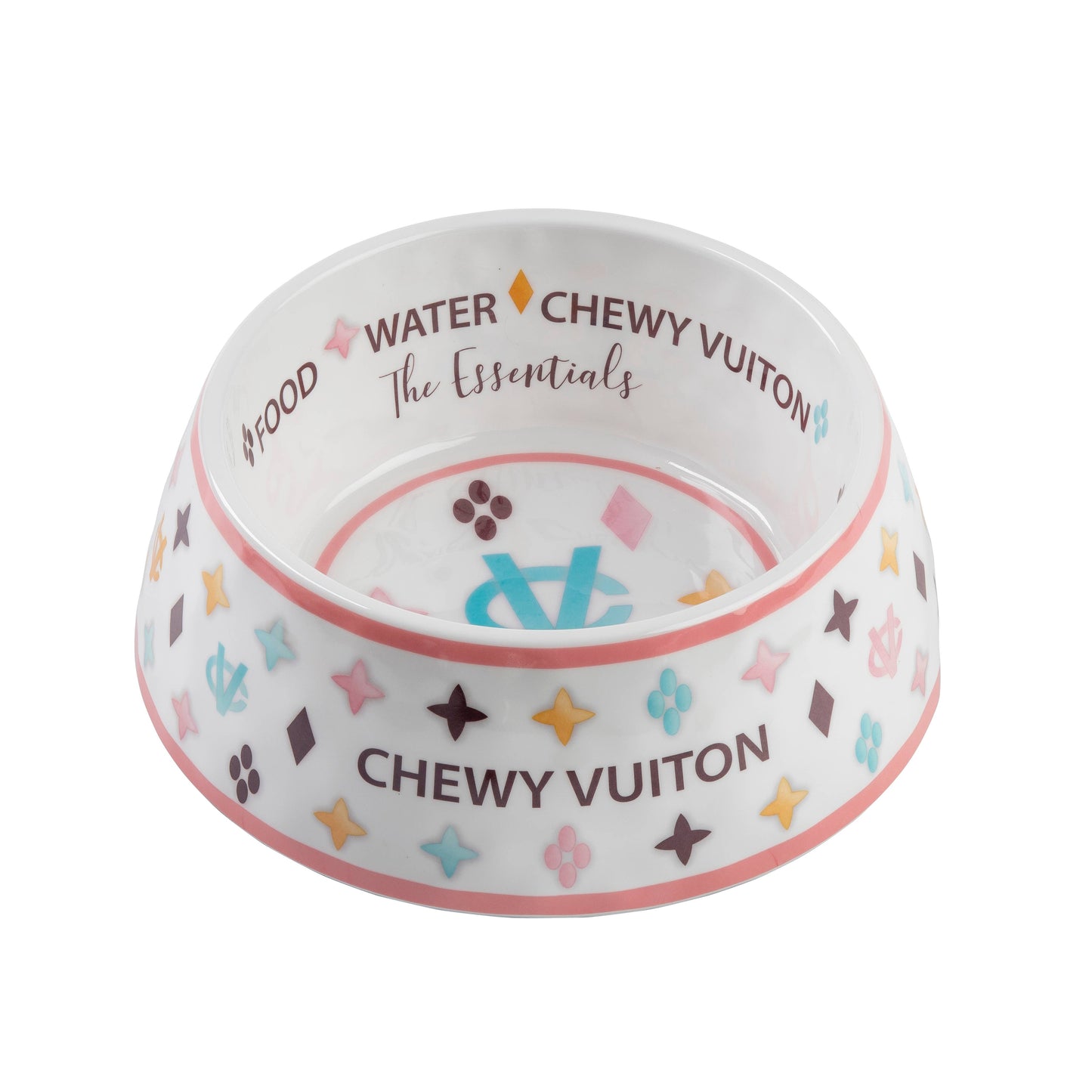 Haute Diggity Dog - White Chewy Vuiton Dog Bowl - 3 Sizes!! Dog Food Bowl