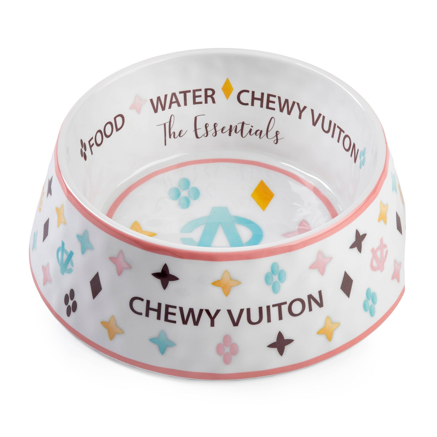 Haute Diggity Dog - White Chewy Vuiton Dog Bowl - 3 Sizes!! Dog Food Bowl