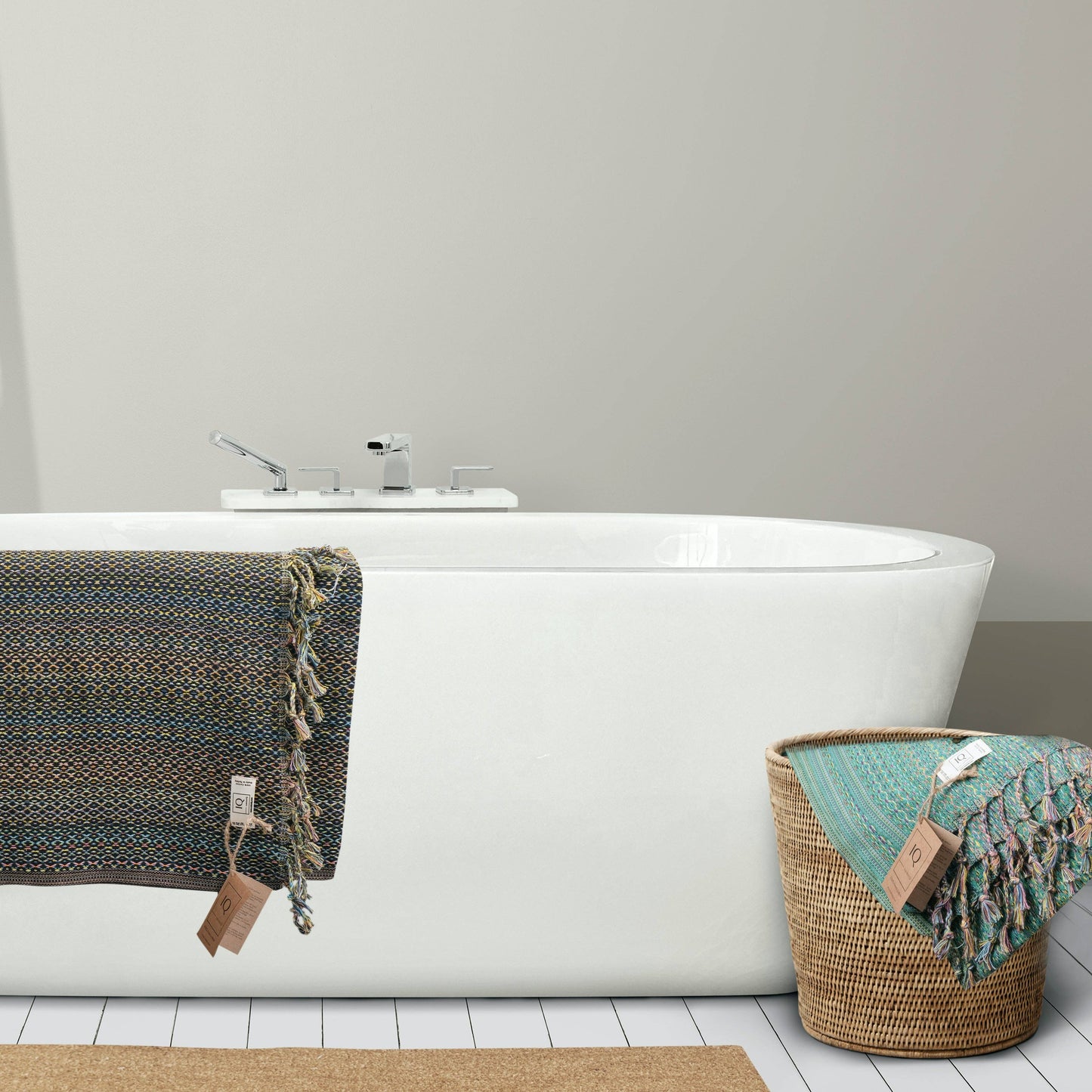cotonIQ - Hammam towel | sauna towel | beach towel |Mexico|black|180x100cm