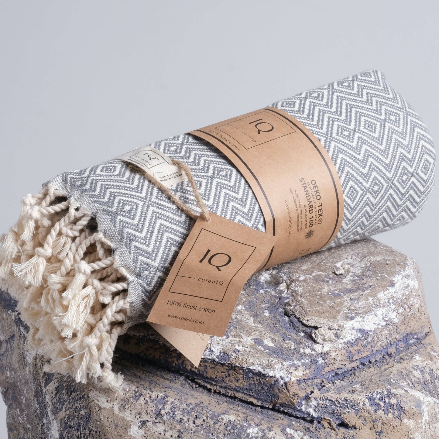 cotonIQ - Hammam towel | sauna towel | beach towel | Peru | grey | 180x100cm