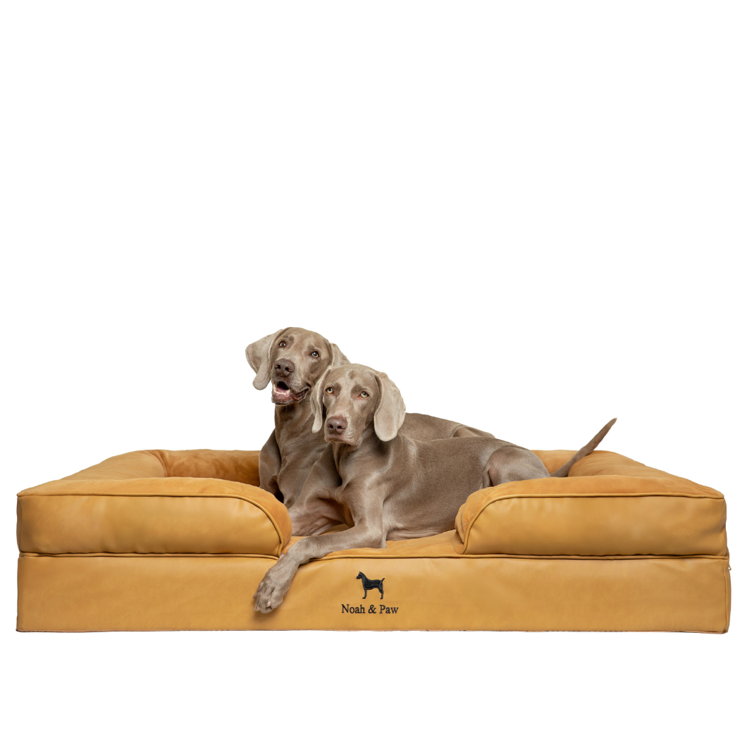 NOAH AND PAW LLC - Faux Leather, Orthopedic Pet Bed, Eggshell Memory Foam, Infused with Cooling Gel, Sofa Style