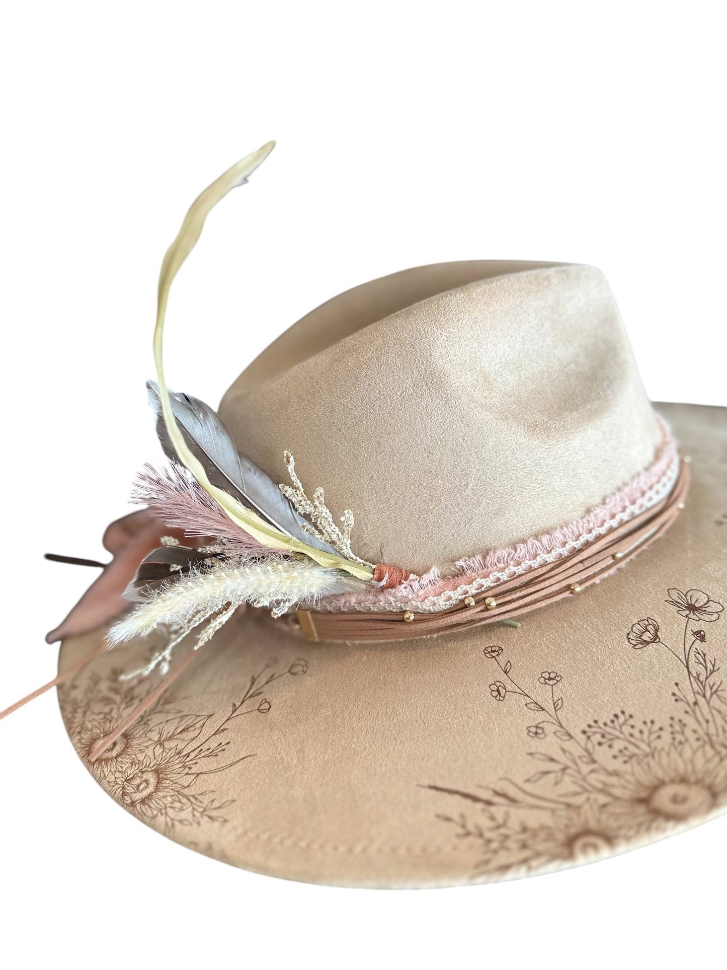 Wild Indigo - Suede Rancher Hat, Cowboy Hat | Sunflower Floral Brim