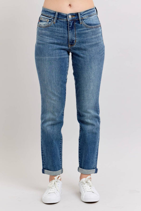 Judy Blue Jeans - Mid Rise Vintage Wash Boyfriend Fit
