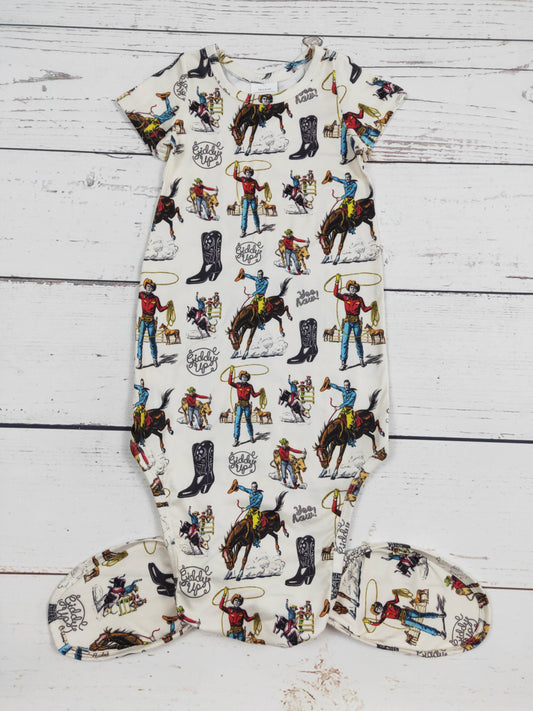 sassy kids palace - Rodeo Giddy Up Printed Infant Babygown