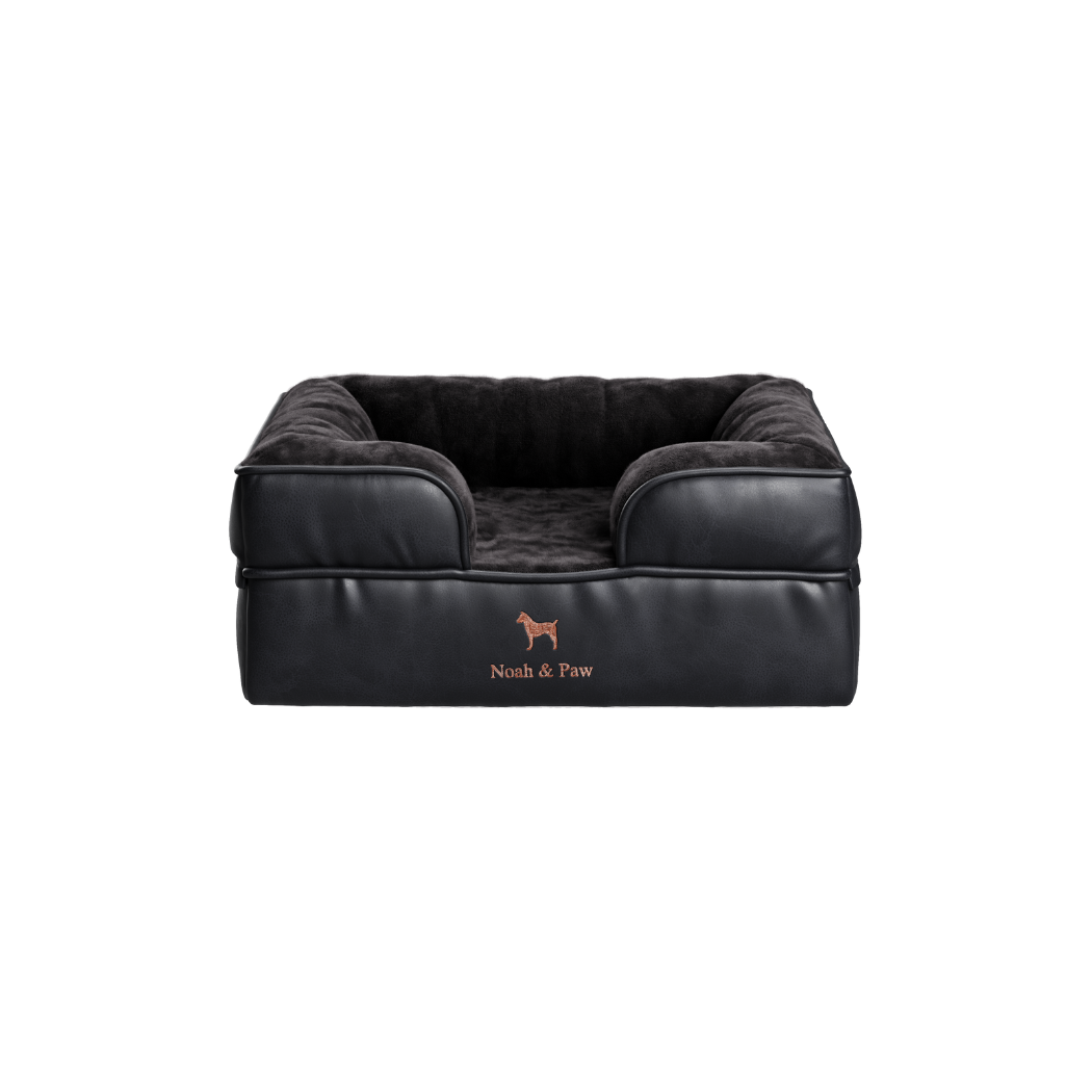 NOAH AND PAW LLC - Faux Leather, Orthopedic Pet Bed, Eggshell Memory Foam, Infused with Cooling Gel, Sofa Style