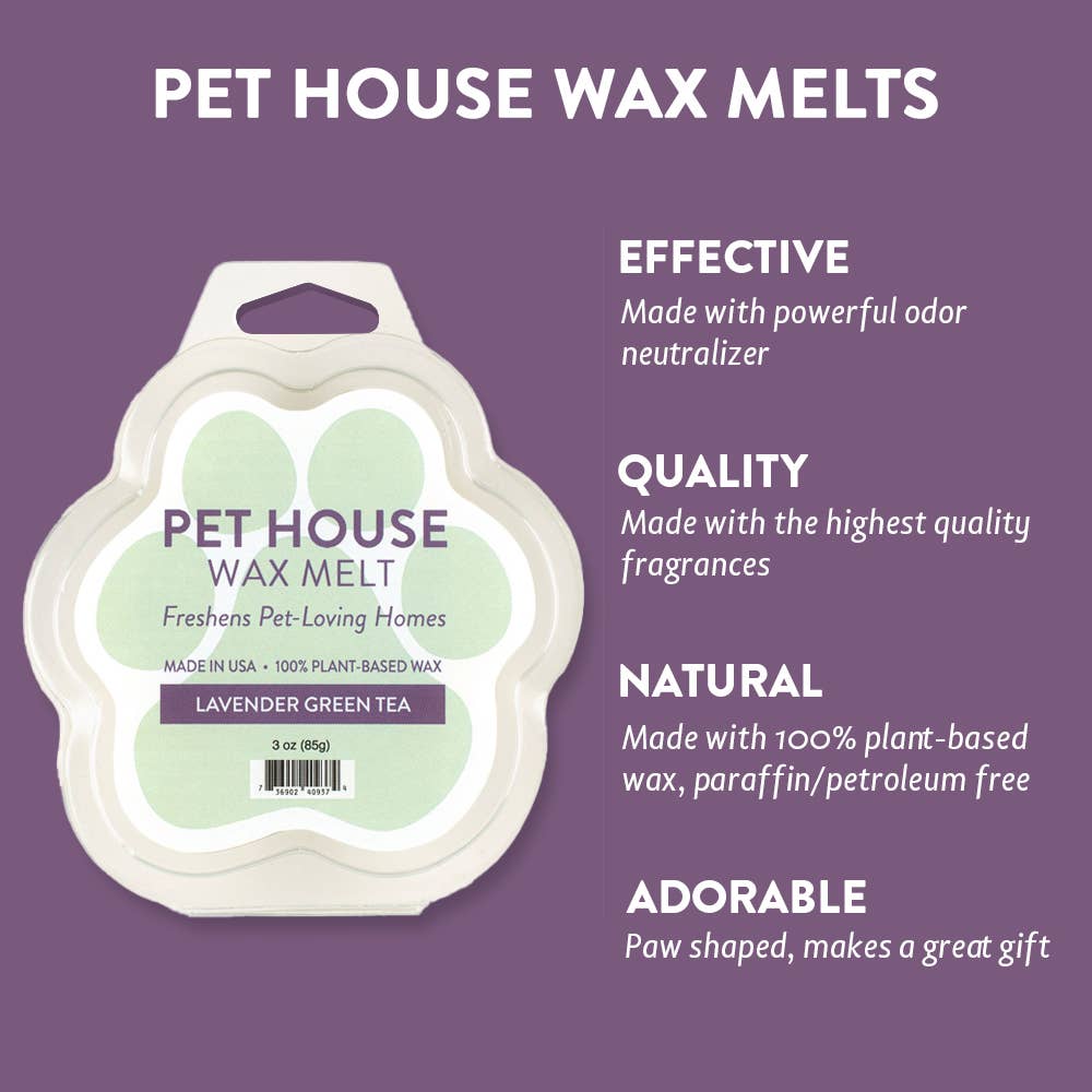 Pet House by One Fur All - Lavender Green Tea Wax Melt 3 oz for homes with pets
