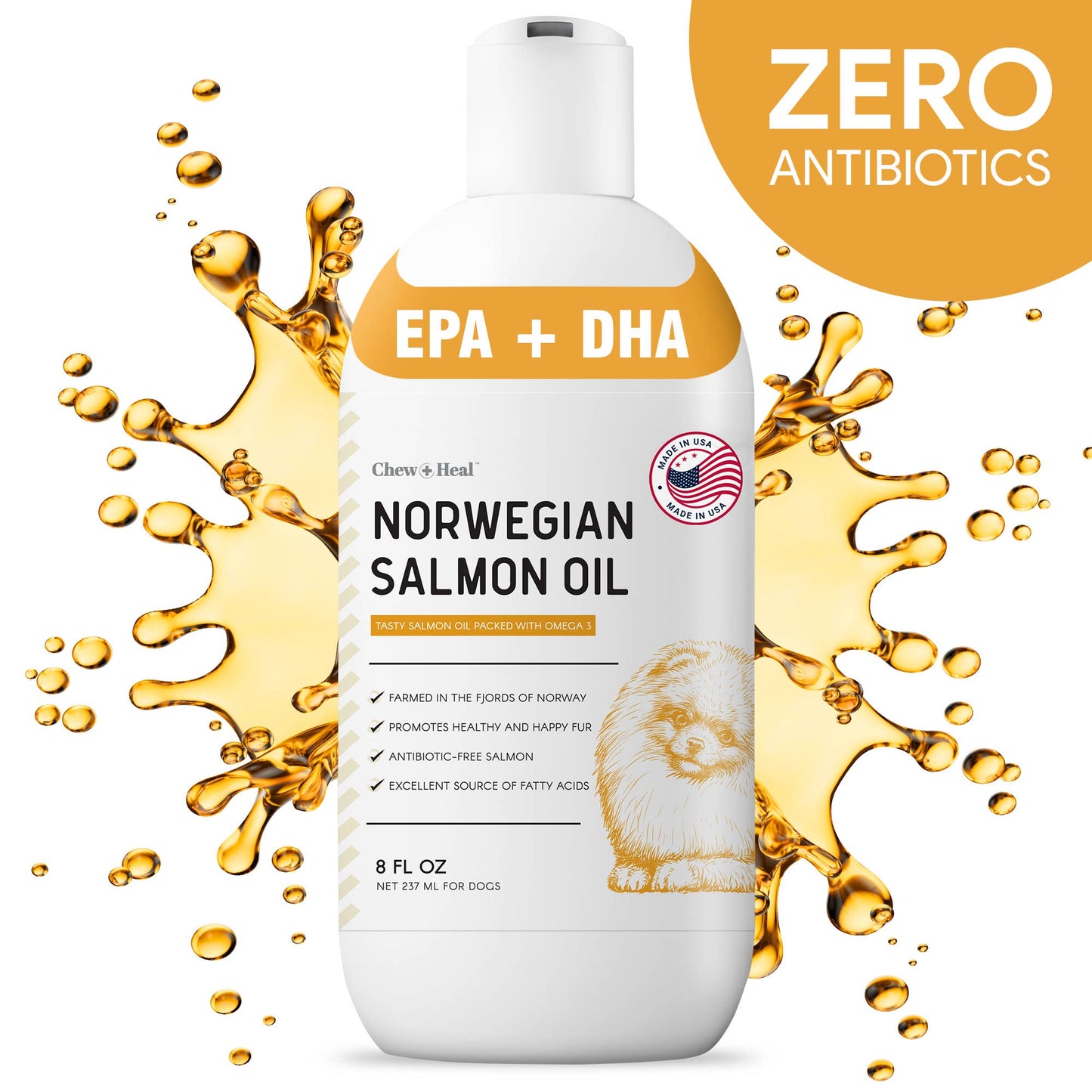 Chew + Heal - Norwegian Salmon Oil Skin & Coat Supplement for Dogs & Cats