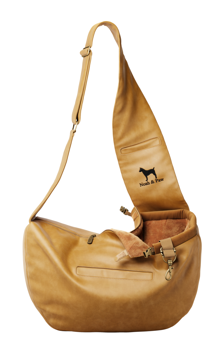 NOAH AND PAW LLC - Dog Sling Carrier Camel Leather - Zipper