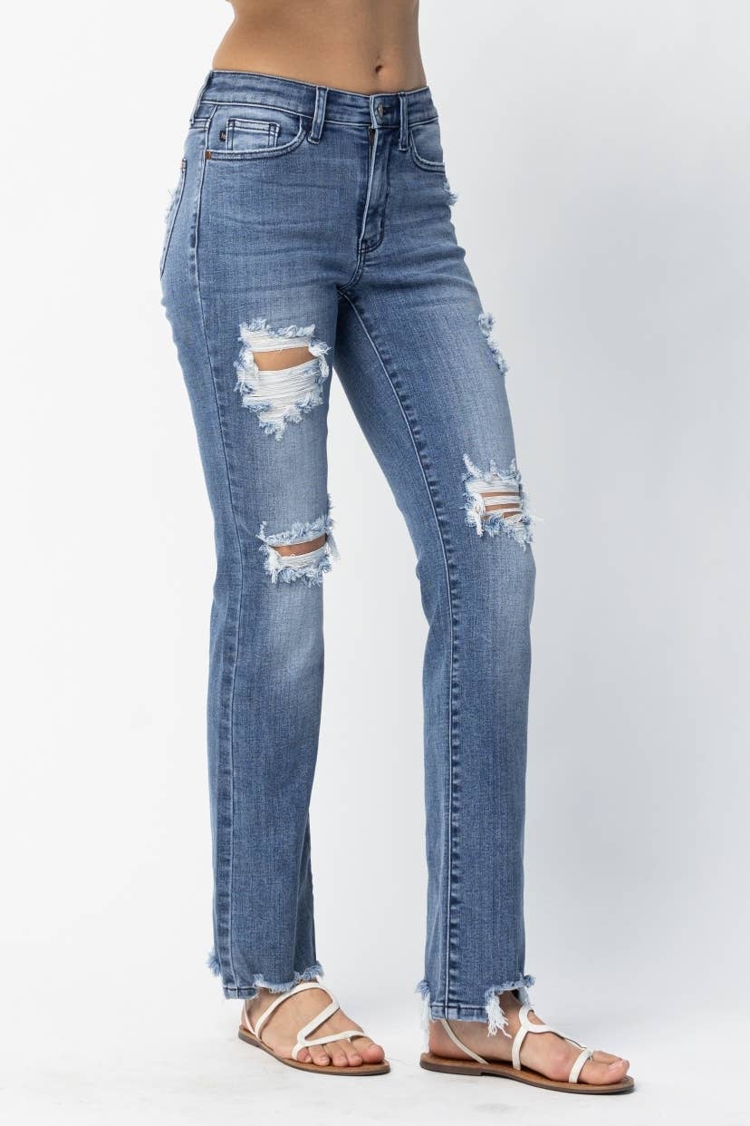 Judy Blue Jeans - Distressed Mid Rise Straight