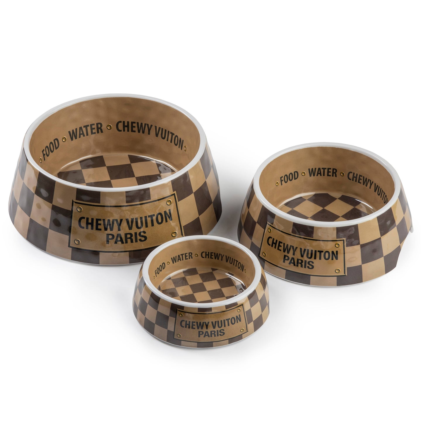 Haute Diggity Dog - Checker Chewy Vuiton Bowl - 3 Sizes!! Dog Bowls