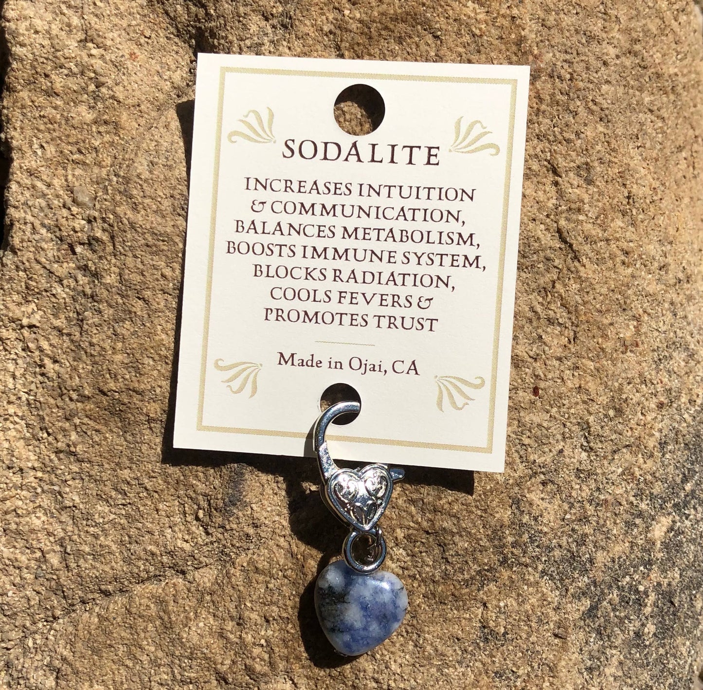 Crystal Pet Love - Sodalite heart immune support pendant
