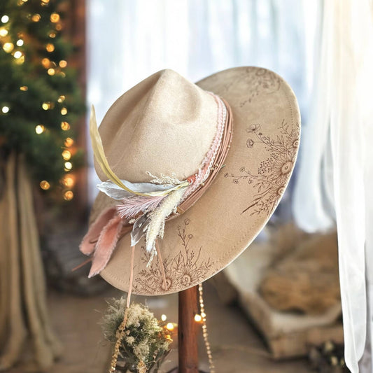 Wild Indigo - Suede Rancher Hat, Cowboy Hat | Sunflower Floral Brim