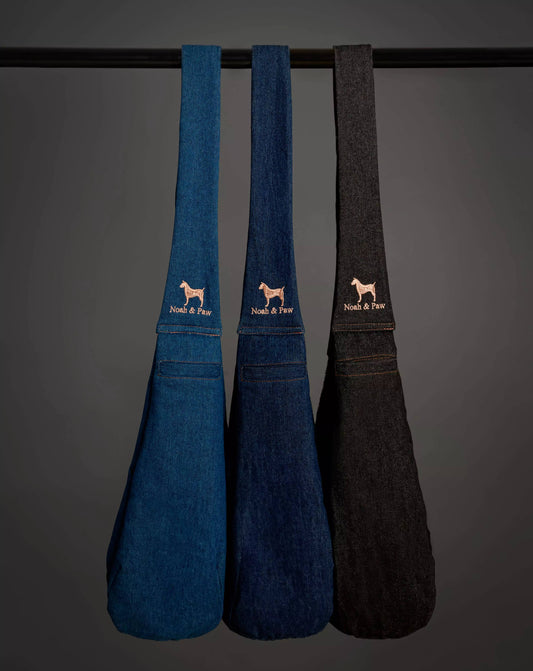 NOAH AND PAW LLC - Premium Denim Pet sling Carrier, Snap Style, Black
