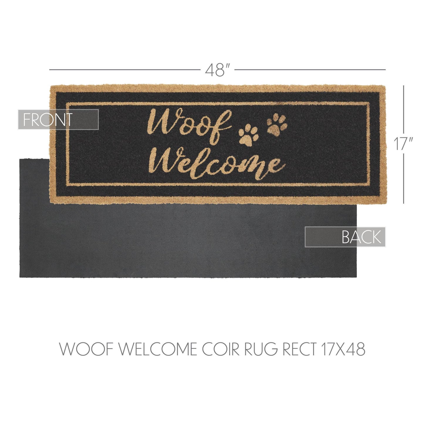 VHC Brands - Woof Welcome Coir Rug Rect 17x48